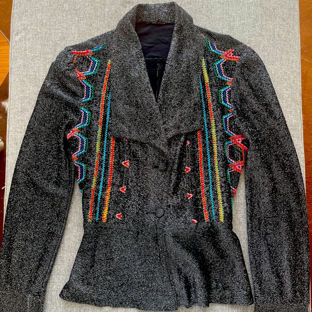80s Vintage Abstract Embroidery Jacket